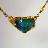 Halskette LAPPONIA Stil Gold Platin Boulder-Opal Handgefertigt.JPG